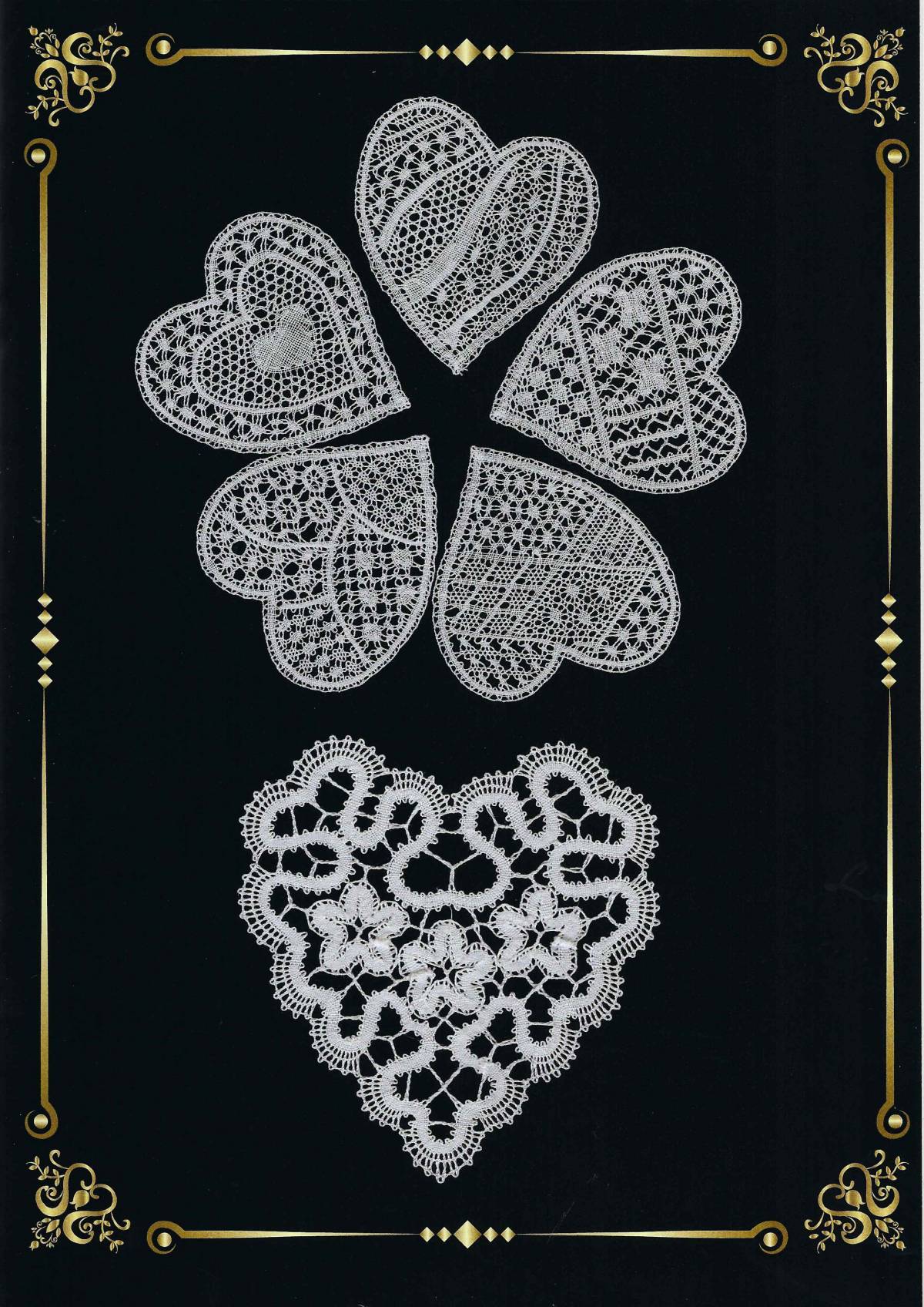 Bobbin lace patterns hearts by mika toyoda